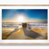 Sunrise over the Big Rubiks Cube sculpture Maroubra Beach.