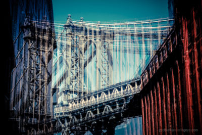 Double Exposure Brooklyn Bridge, taken from DUMBO