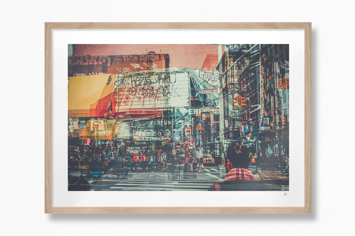 Counterfeits on Canal, New York City - Oak Frame