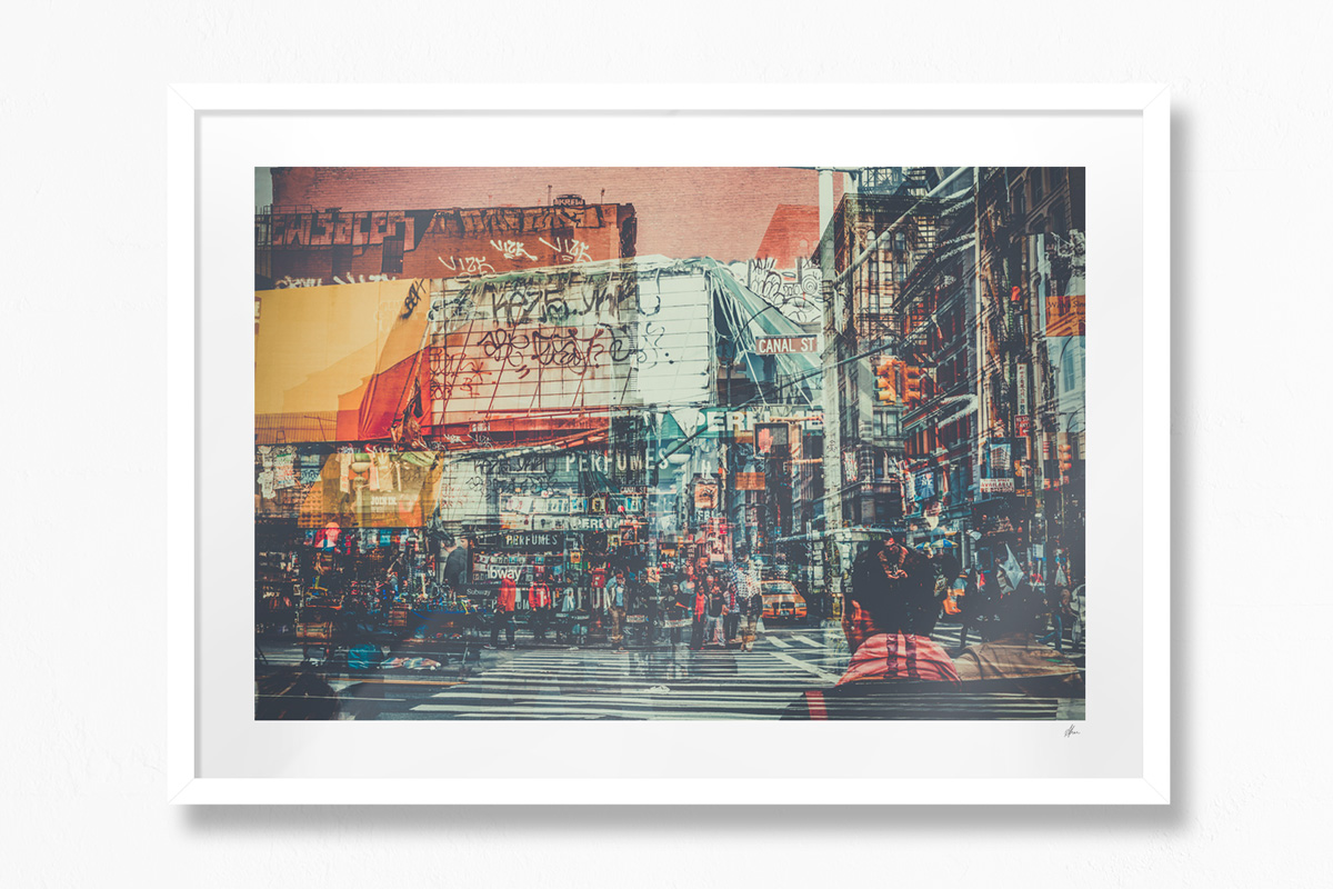 Counterfeits on Canal, New York City - White Frame