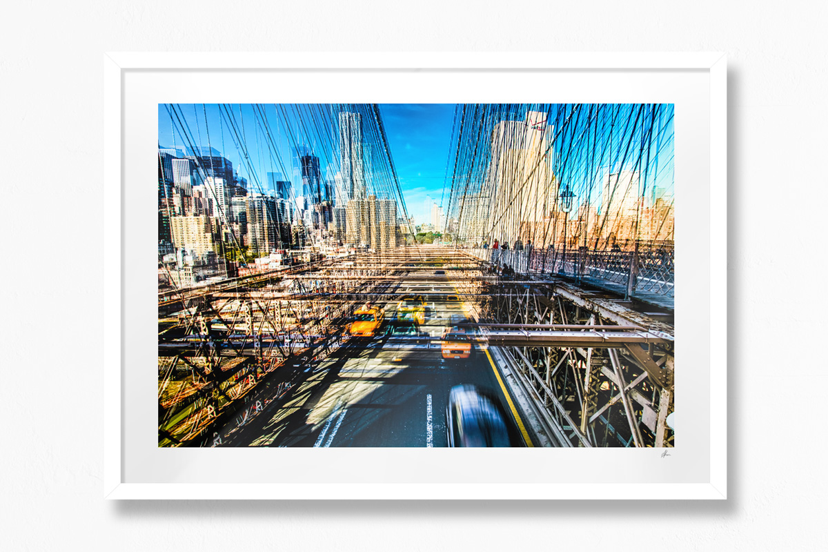 Crossroads, Brooklyn Bridge - White Frame