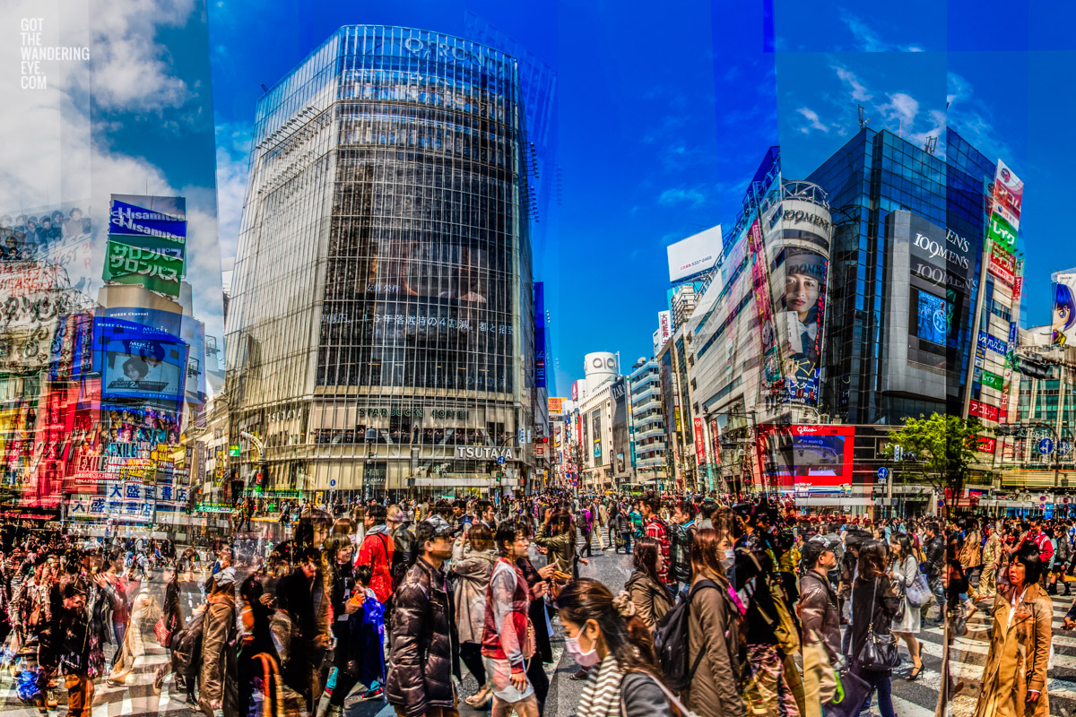 Multiple Exposure City Photography. Shibuya Crossings, Tokyo