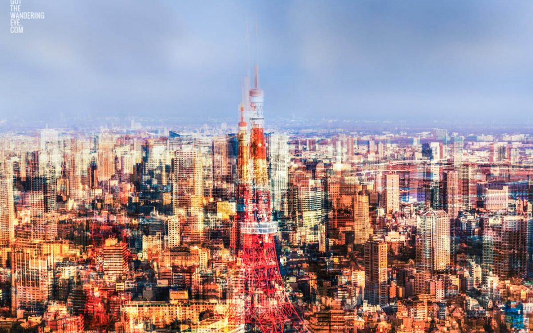 Double Exposure Photography of Tokyo Tower Japan. Layers in the City.