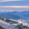 Mountain Layers Queenstown. Mountain ridge landscape on hazy day in winter
