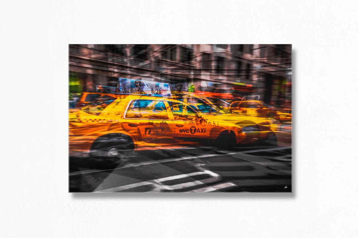 Multiple Exposure Art Photography. NYC Taxi Cabs