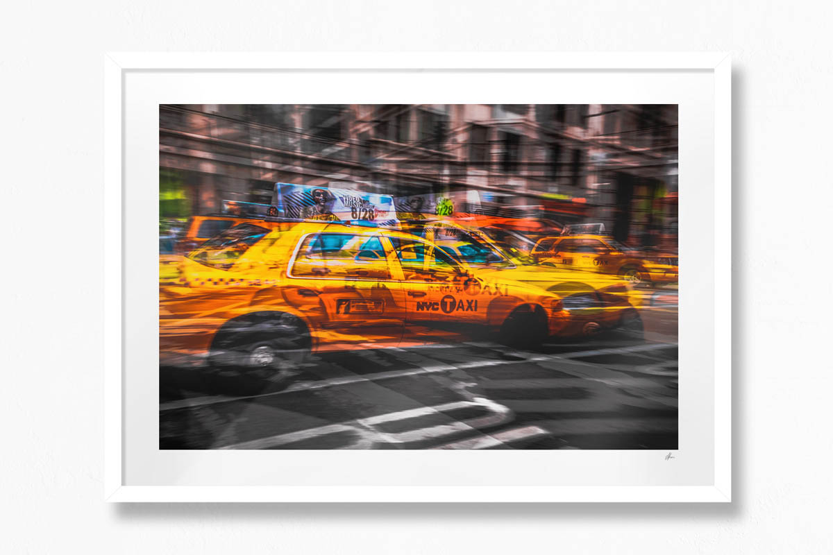 Multiple Exposure Art Photography. NYC Taxi Cabs