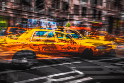 Multiple Exposure Art Photography. NYC Taxi Cabs