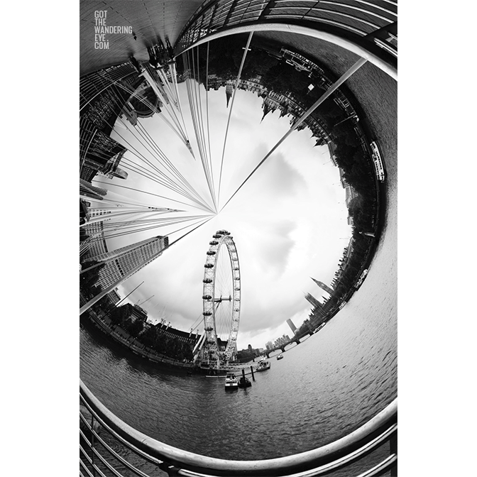 Tiny Planet London. Londons Eye abstract