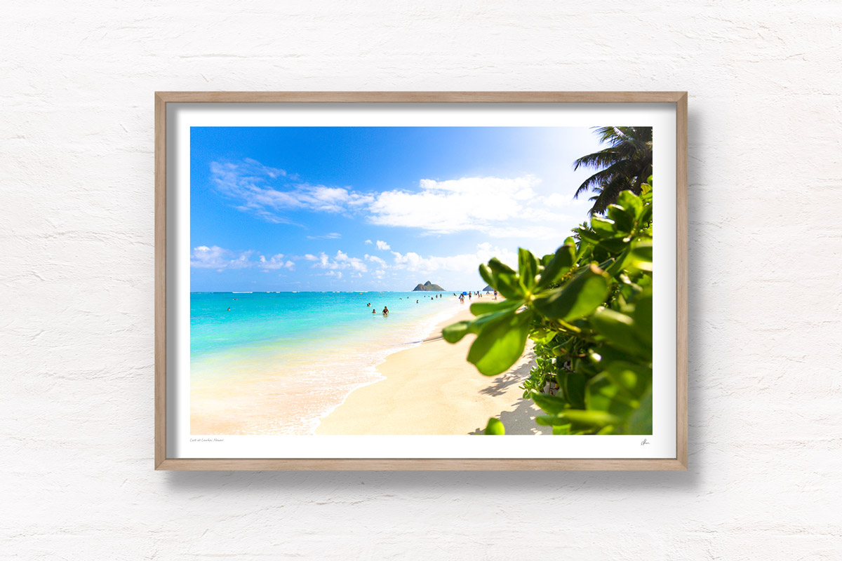 Getting lost at the beautiful Lanikai Beach Hawaii. Framed art photography wall art print.