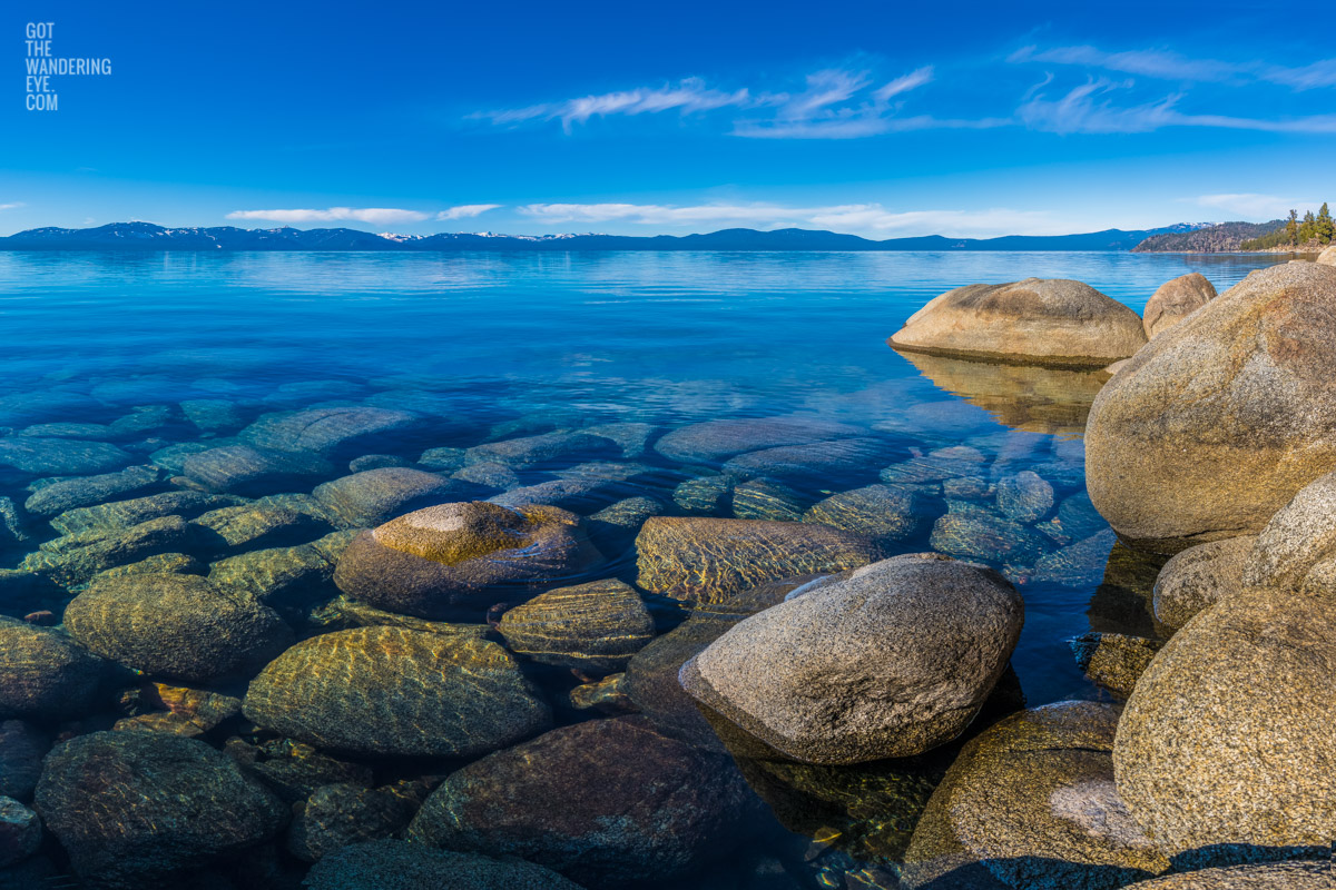 Boulders in Lake Tahoe. Beautiful mountain, lake landscape