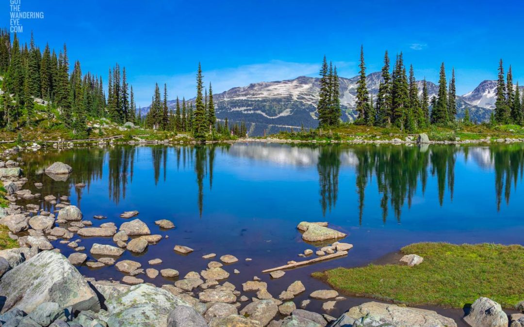 Harmony Lake Trail Whistler. Lake mountain reflection landscape