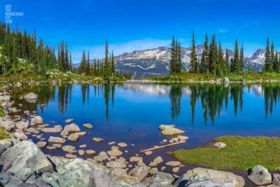 Harmony Lake Trail Whistler. Lake mountain reflection landscape