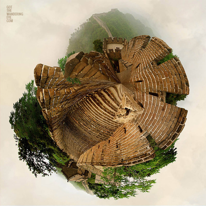 Tiny Planet Globe Art of the Great Wall of China
