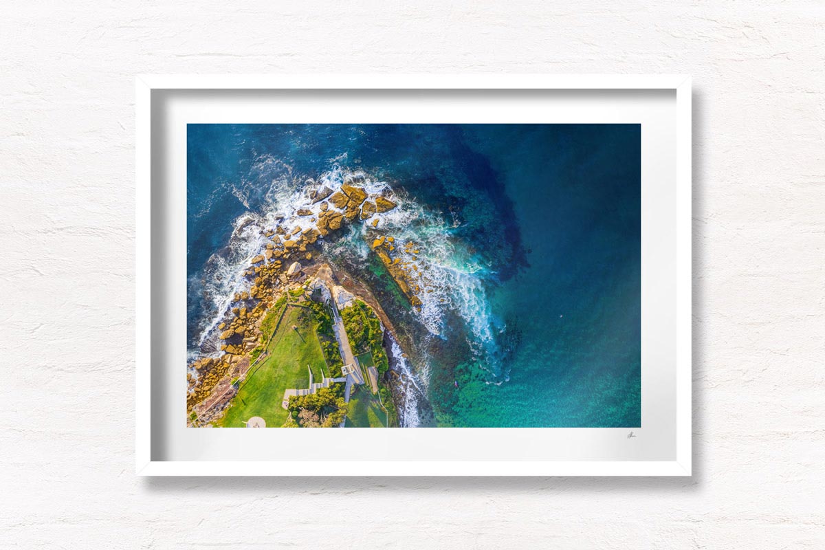 Giles Baths Coogee. Aerial View above Dolphins Point headland