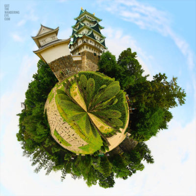 Tiny Planet World. Nagoya Castle, Japan