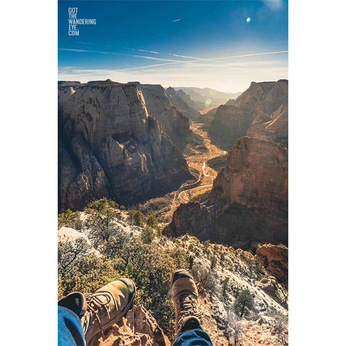 Taking a break in Observation Point Hike. Zion National Park, Utah