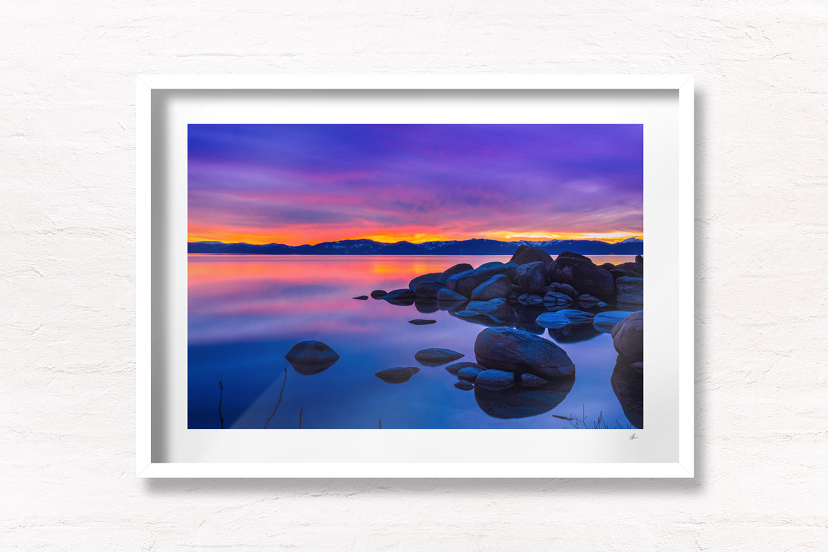 Sunset at Lake Tahoe. Purple sunset skies
