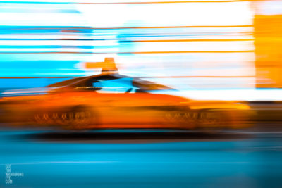 Long Exposure Motion Blur. NYC Taxi Cab.
