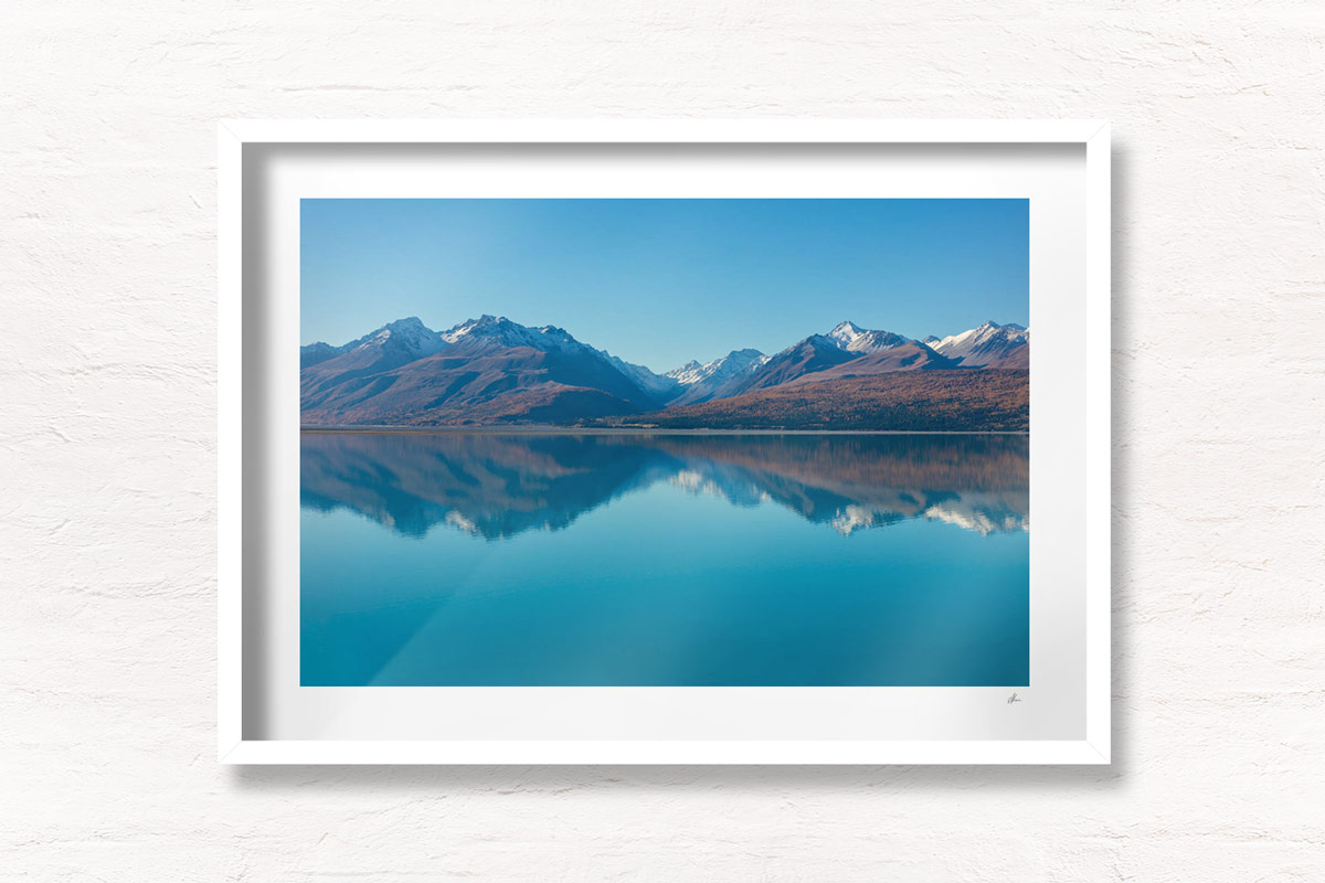 Lake Landscape Mountain Reflection. Mount Cook & Lake Pukaki