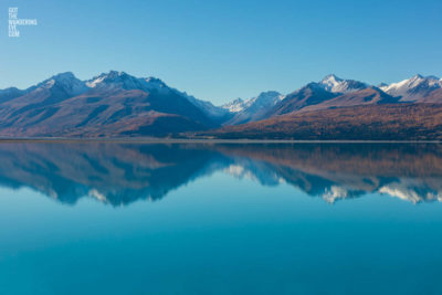 Lake Landscape Mountain Reflection. Mount Cook & Lake Pukaki. Aoraki Mount Cook