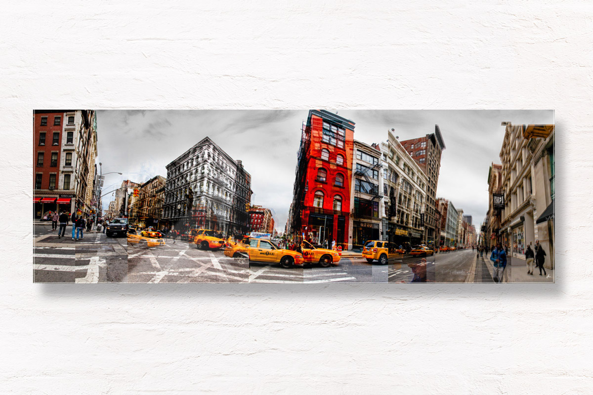 Multiple Exposure Urban Landscape. Taxis on parade Soho, NYC