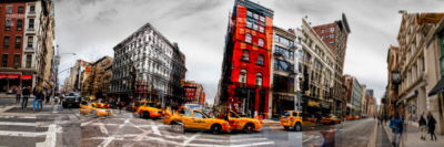Multiple Exposure Urban Landscape. Taxis on parade Soho, NYC