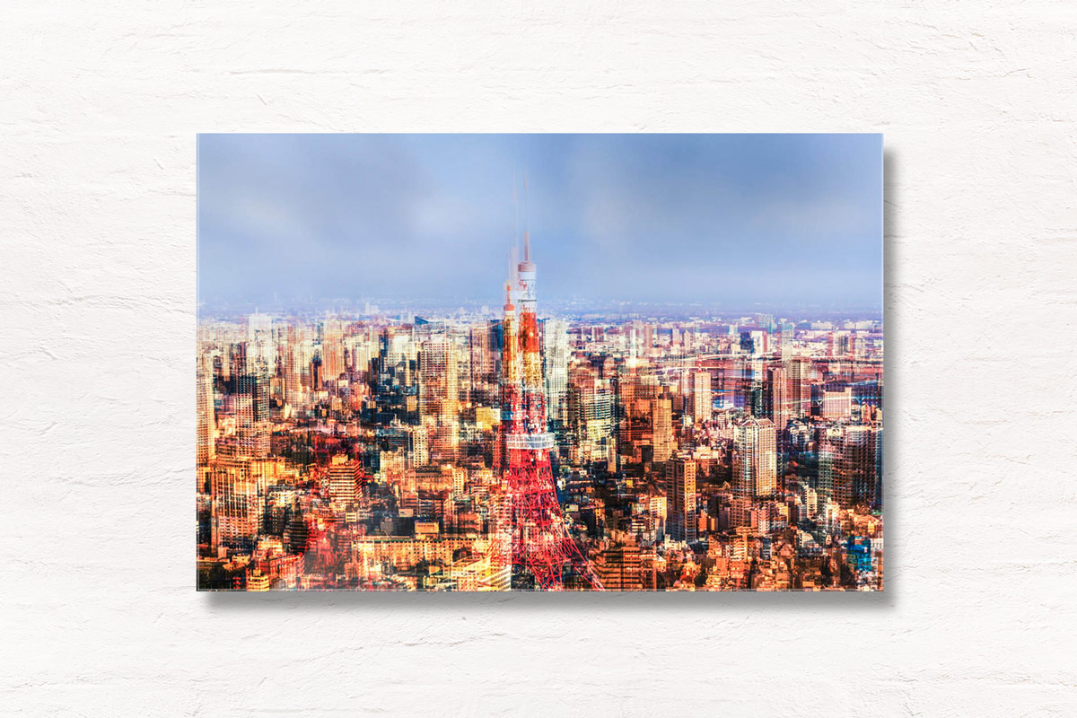 Double Exposure Photography of Tokyo Tower Japan. Layers in the City.