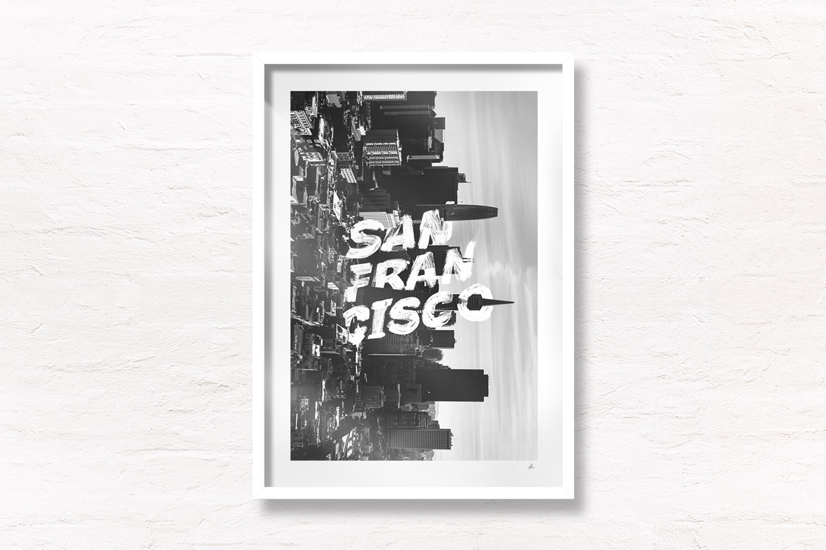 San Francisco Poster Art. San Francisco City Skyline and typography design