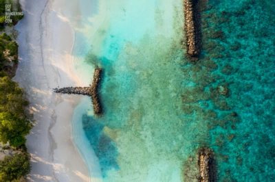 Maldives Island. Shallow crystal clear water