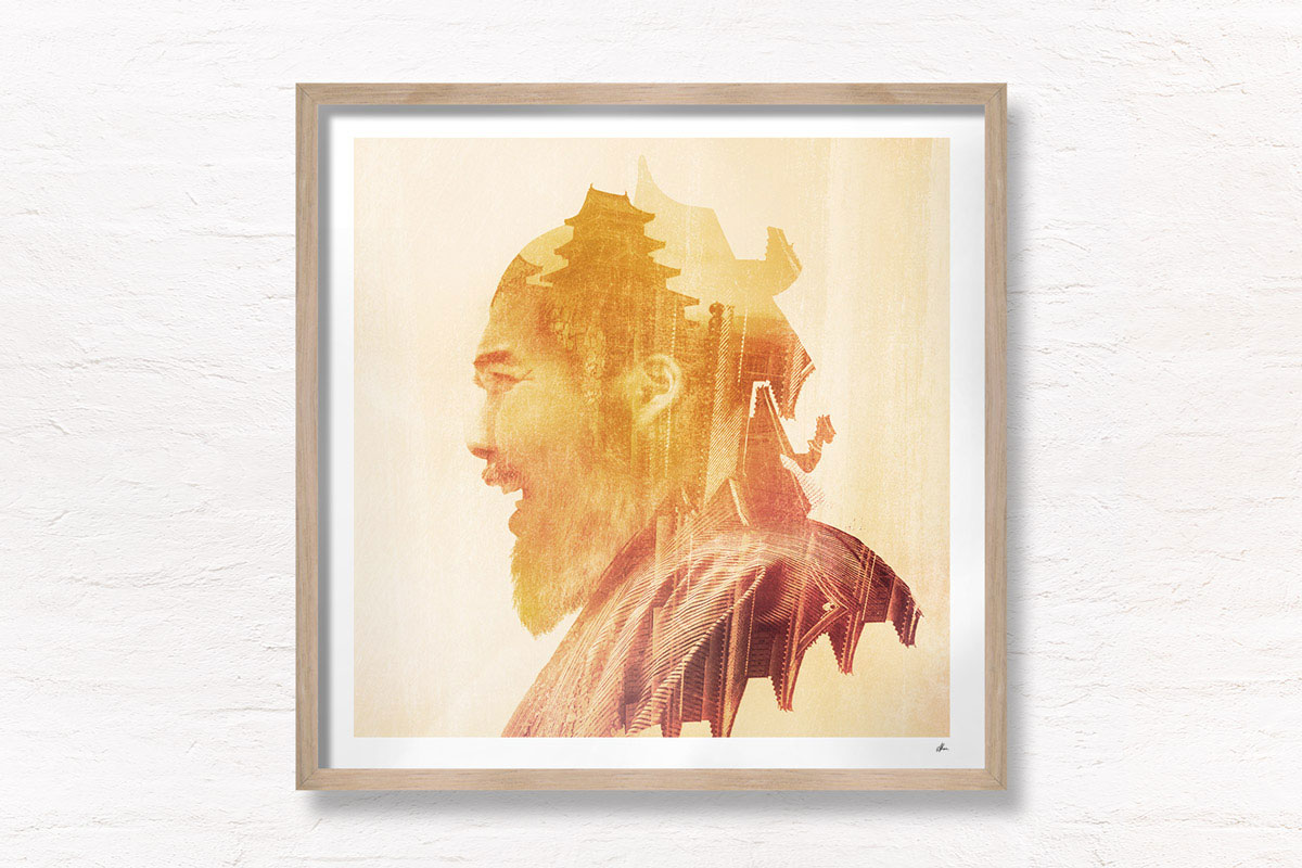Double Exposure Art Photography. Japan art of the sumo.