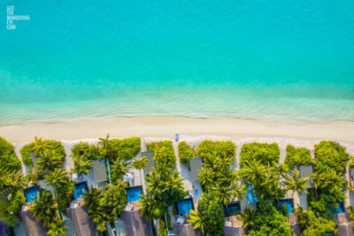 Maldives Islands Aerial Landscape. Tropical Beach House