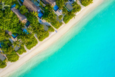Tropical Paradise Aerial above Maldives Beach