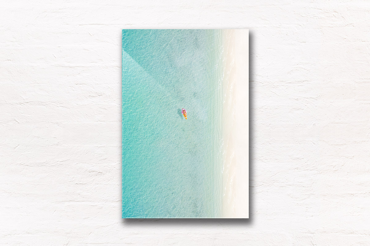 Beach Floaty. Woman enjoying the tropical island of the Maldives