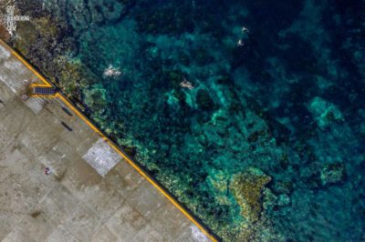 Swimming at Clovelly. Aerial view above swimmers at Clovelly Beach