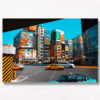 Shinjuku Tokyo Japan. Colourful taxi and buildings