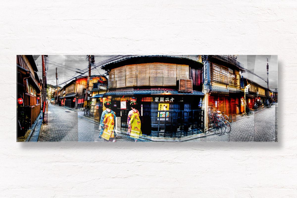 Multiple Exposure Photography Japan. Maiko walking in Gion Kyoto alleys