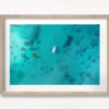 Maldives Ocean. Aerial view above anchored boat in the Maldives