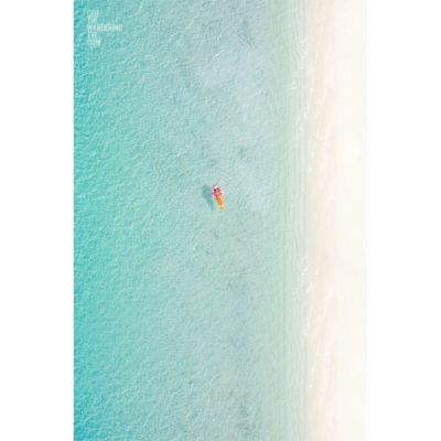 Beach Floaty. Woman enjoying the tropical island of the Maldives