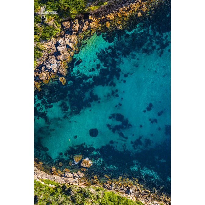 Gordons Bay Sydney Aerial. Top down view of the secluded bay in Coogee.