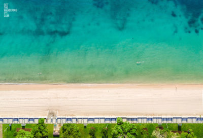 Balmoral Beach Promenade aerial view in Summer