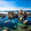Lake Tahoe Beach Boulders. Beautiful picturesque landscape