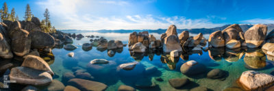 Lake Tahoe Boulders submerged in blue Lake water