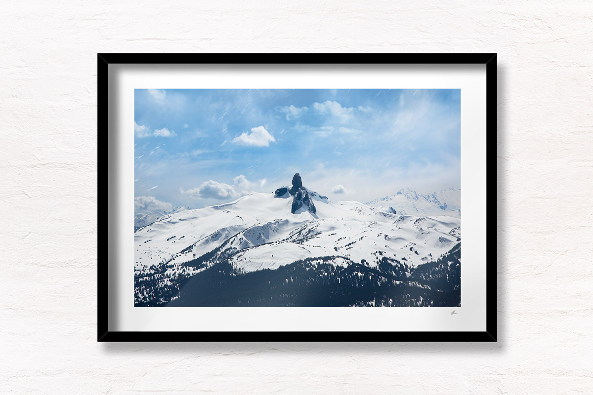 Black Tusk Winter Whistler. Snowing on snow capped mountain landscapes