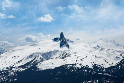 Black Tusk Winter Whistler. Snowing on snow capped mountain landscapes