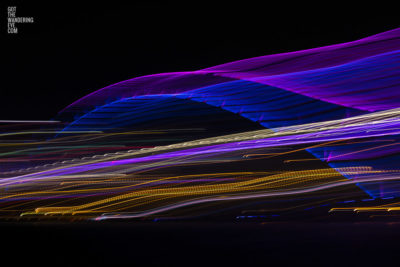 Long exposure, light painting photography of Vivid Festival. Light trails of Sydney Harbour Bridge, Australia