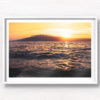 Fine Art Photography Print. Spectacular golden sunset dipping into the ocean in Maui, Hawaii