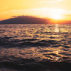 Fine Art Photography Print. Spectacular golden sunset dipping into the ocean in Maui, Hawaii