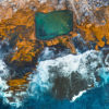 Aerial oceanscape looking down on Mahon Pool, Maroubra