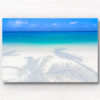 Fine Art Photography Print. Oceanscape of a tropical paradise in Maldives, with palm tree shadows and clear water.