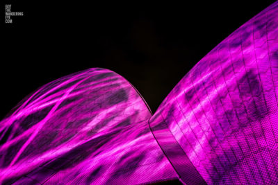 Night photography of the Sydney Opera House sail during the Vivid Festival